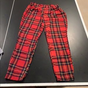 red plaid pants